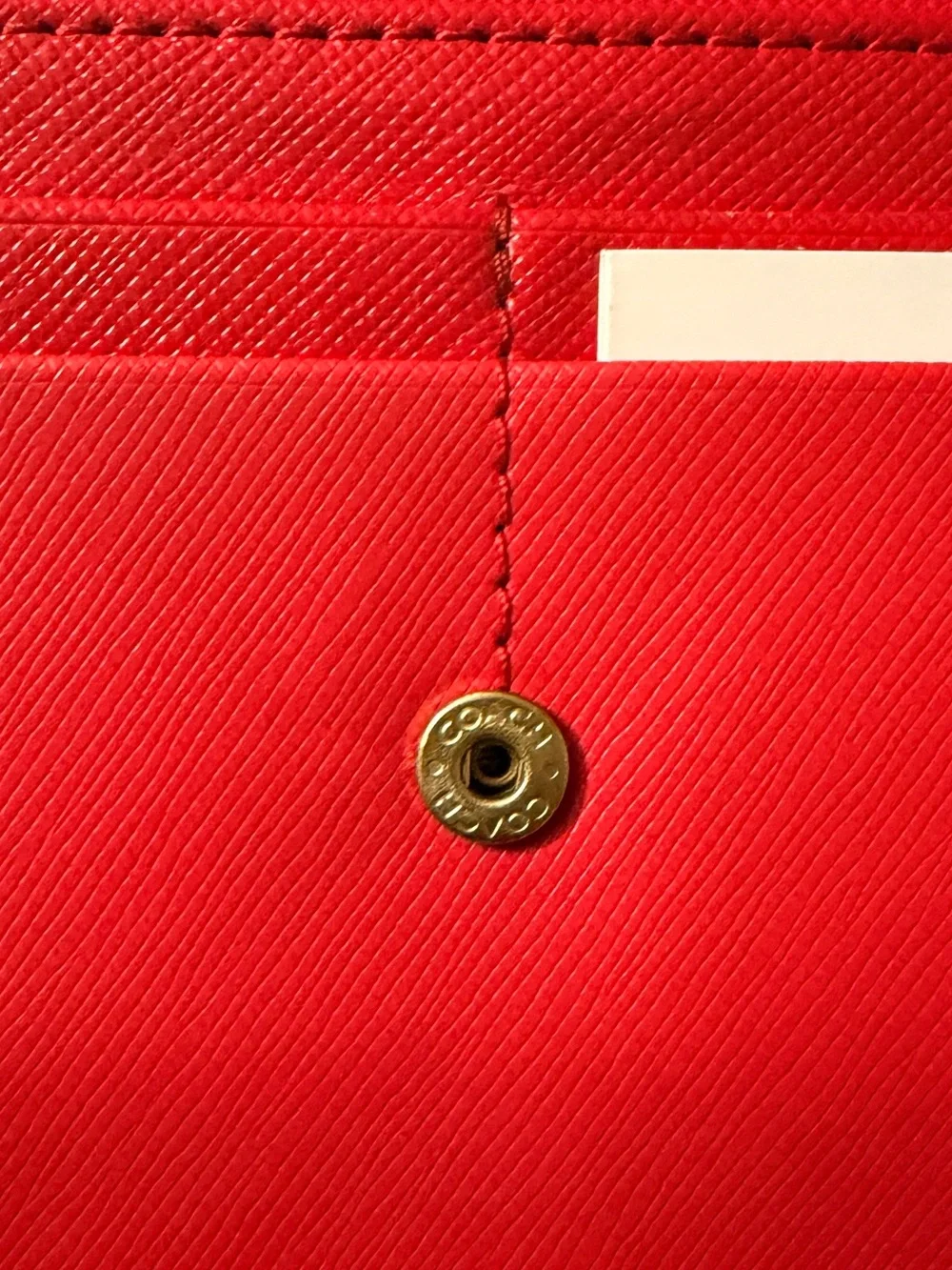 Coach Red Leather Flap Continental Wallet with Gold Logo